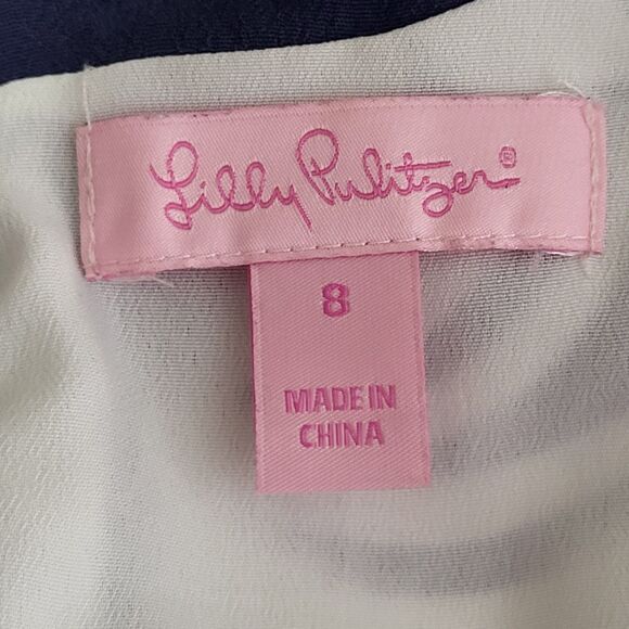 Lilly Pulitzer Irene Need My Shades Navy White Mini Dress Size 8 Strappy Preppy - Picture 10 of 13
